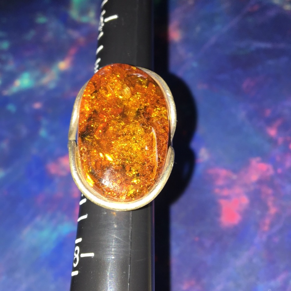 Genuine Amber and silver 925 ring.